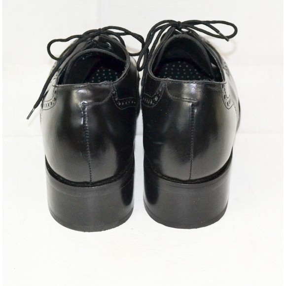 Men\'s Leather Size 8 Dress Wingtip Lift Shoes Black 3\